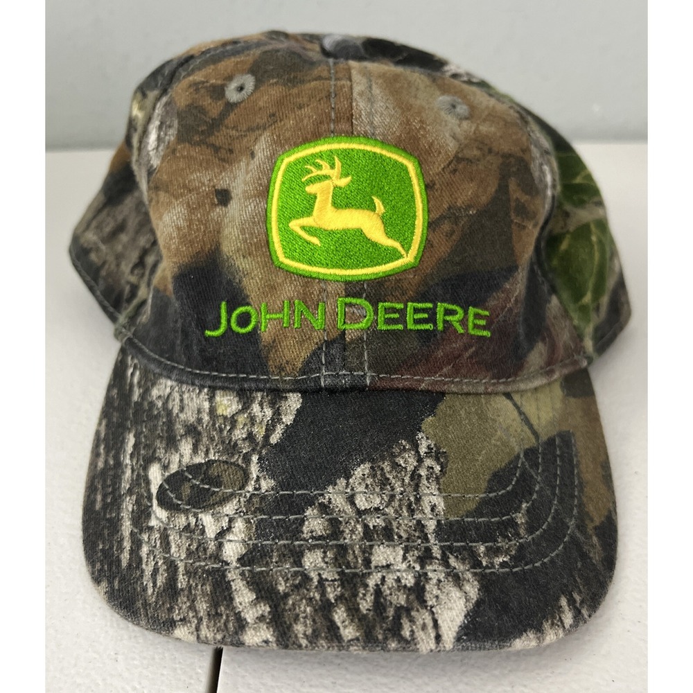 John Deere Hat Kids Fitted Stretch Back Camouflage Logo Cap Hunting Brown OS